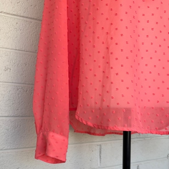J. Crew Sheer Coral Swiss Dot Buttoned Blouse - Picture 3 of 11